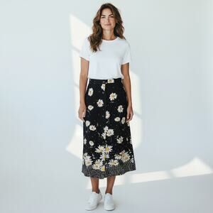 Vintage On the Verge Women’s 8 Daisy Button Down Long Skirt w/ Daisy Buttons